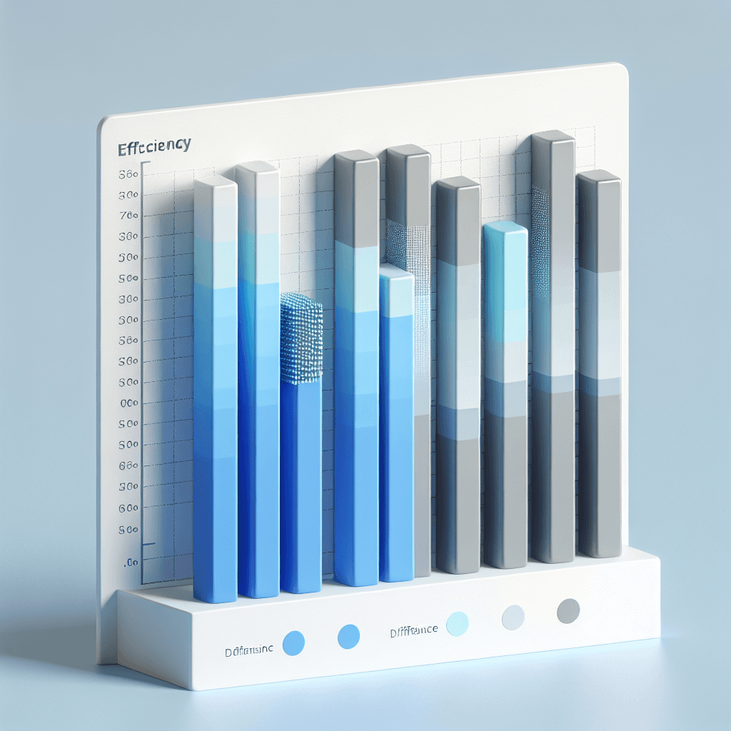 Минималистична лента диаграма показваща ефективността на AI модели.